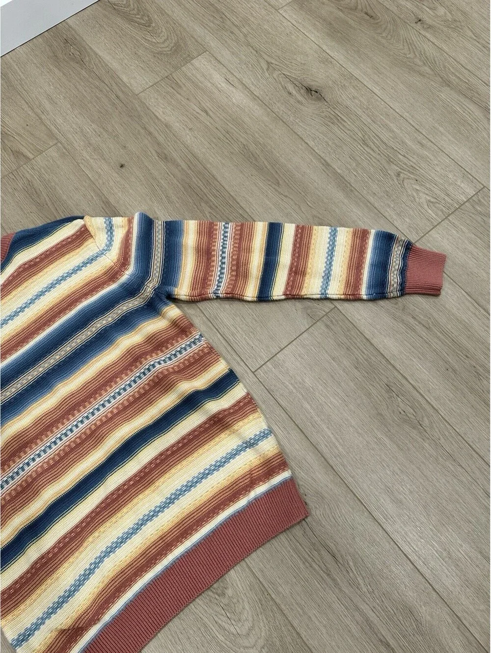 Faherty Stripe Crewneck Sweater Red Basin Ombré Men’s L Unisex Cotton - Cashmere